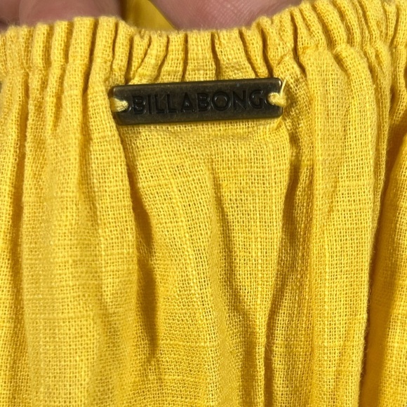 BILLABONG Dream Chaser Maxi Yellow Open Back Puff Sleeve Dress Medium - Picture 6 of 9